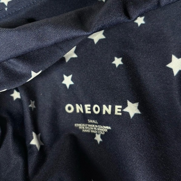 One One Star Print Bikini Swimsuit Set 2 Piece Cheeky Navy Blue - Picture 4 of 5